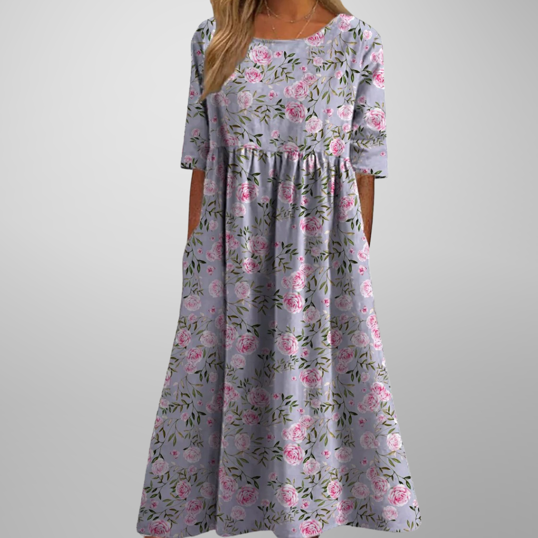 Relaxed Floral Midi Dress – Zalumo