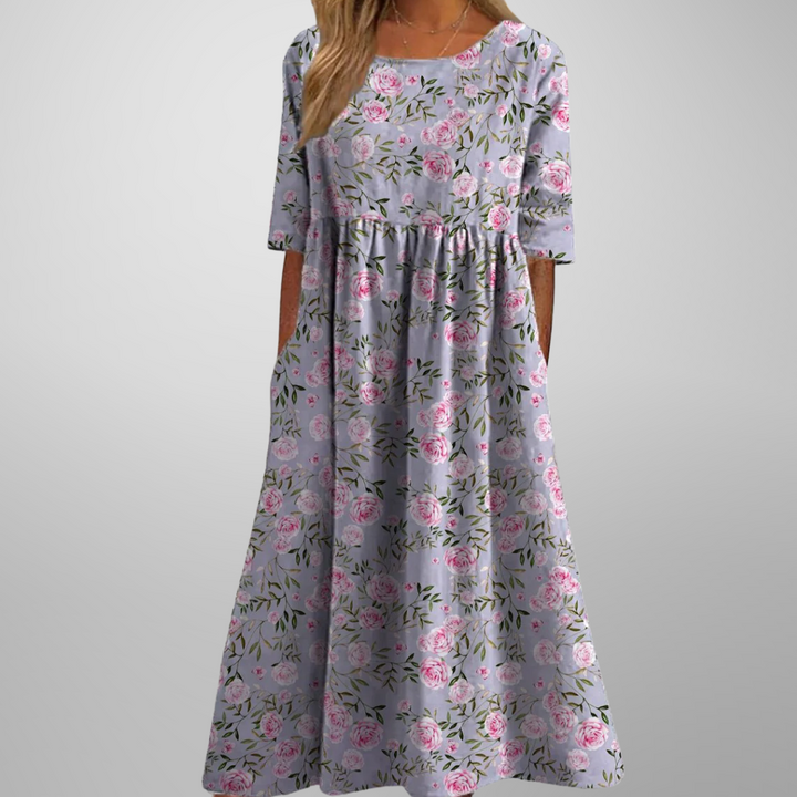 Relaxed Floral Midi Dress – Zalumo