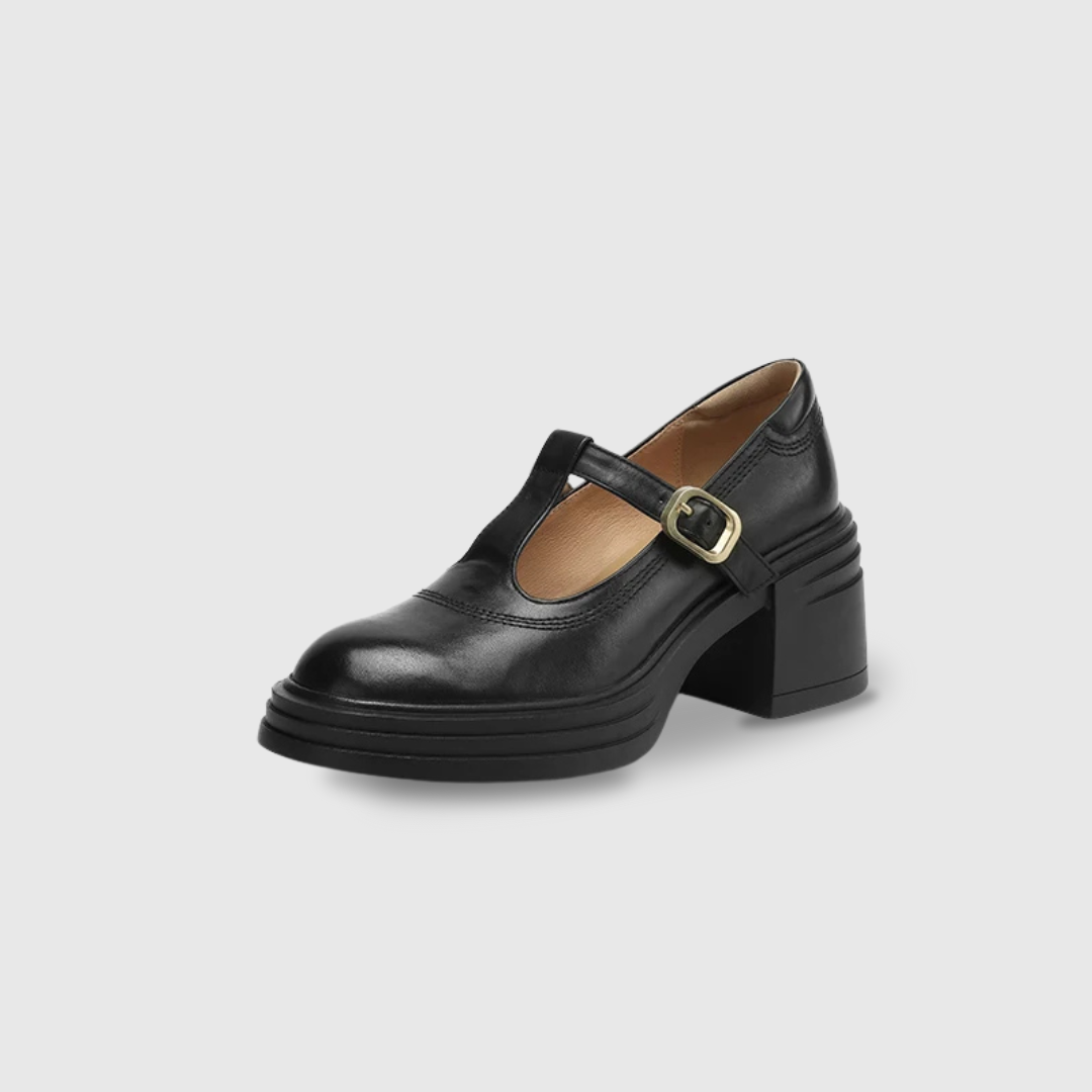 Women's Chunky Block Heel Mary Jane Pumps Round Toe Strap – Zalumo