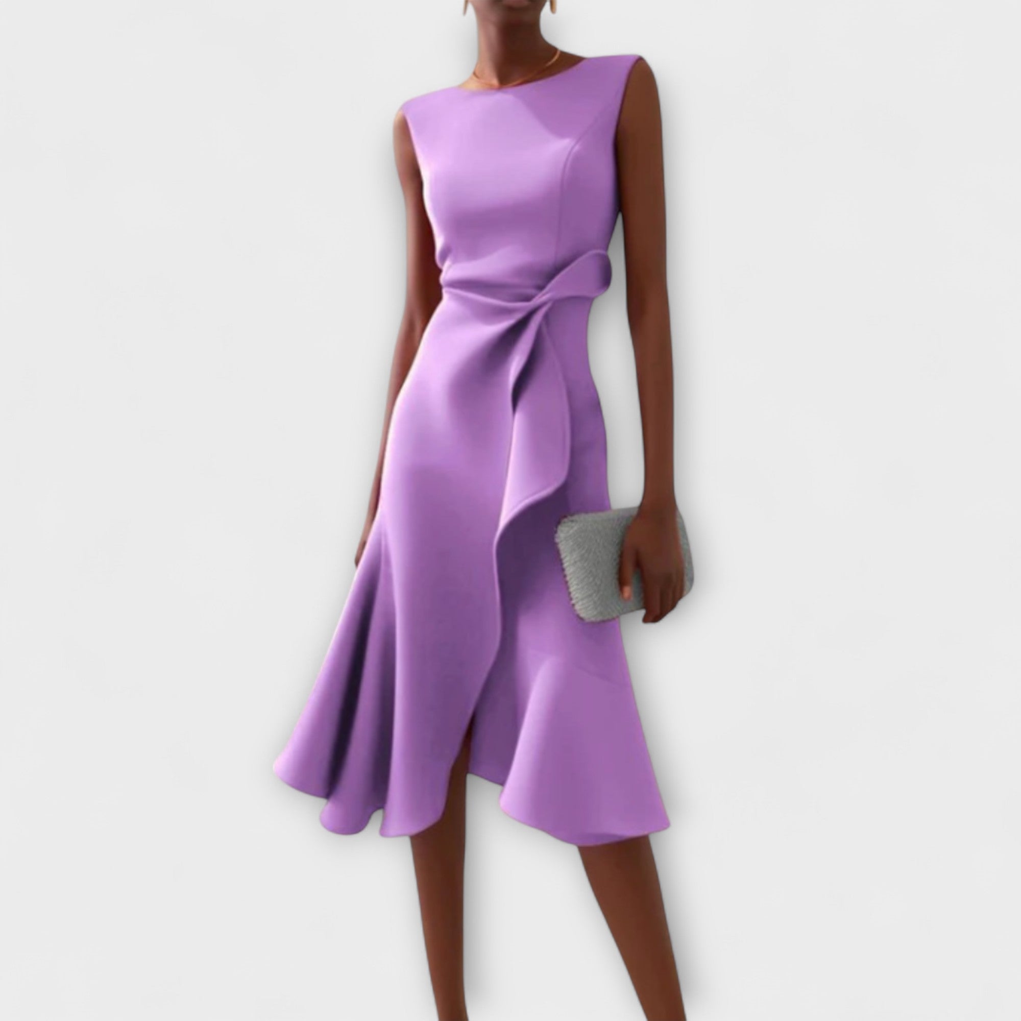 Draped Asymmetric Midi Dress – Zalumo
