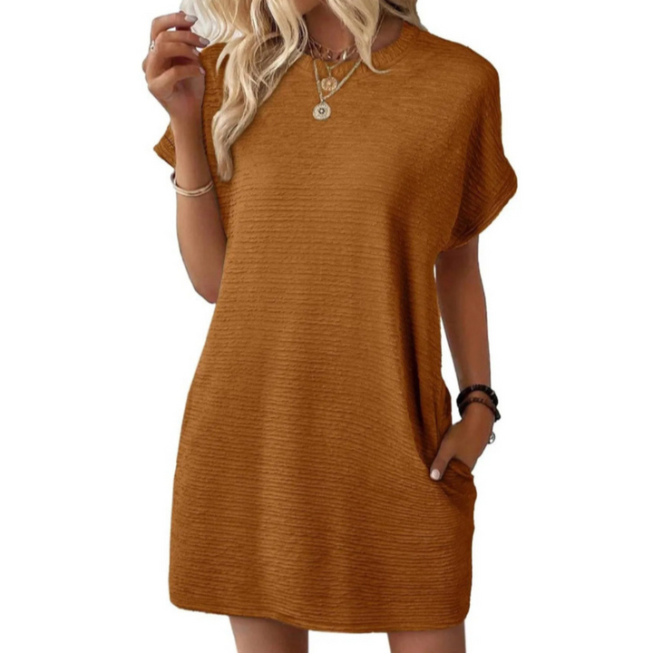 Women's Crew Neck Short Sleeve T-Shirt Mini Dress – Zalumo