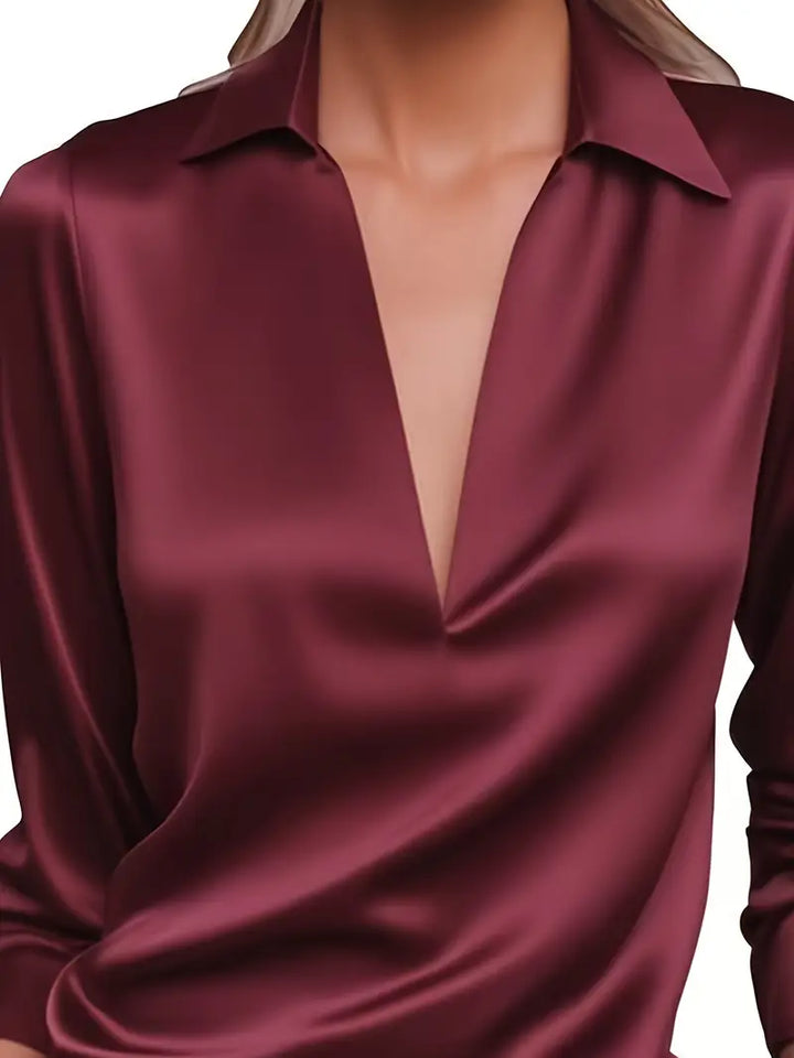 Premium V-Neck Satin Blouse