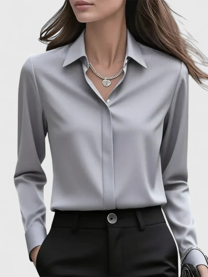 Women's Elegant Button Down Shirt with Concealed Placket – Zalumo