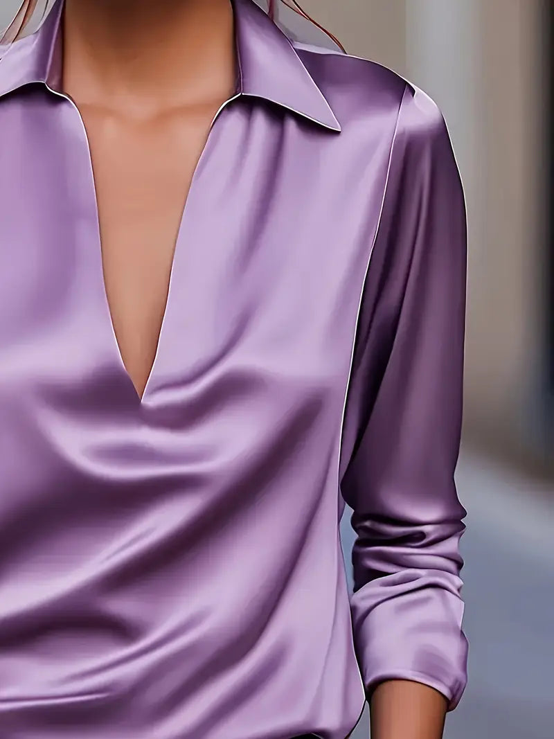Premium V-Neck Satin Blouse