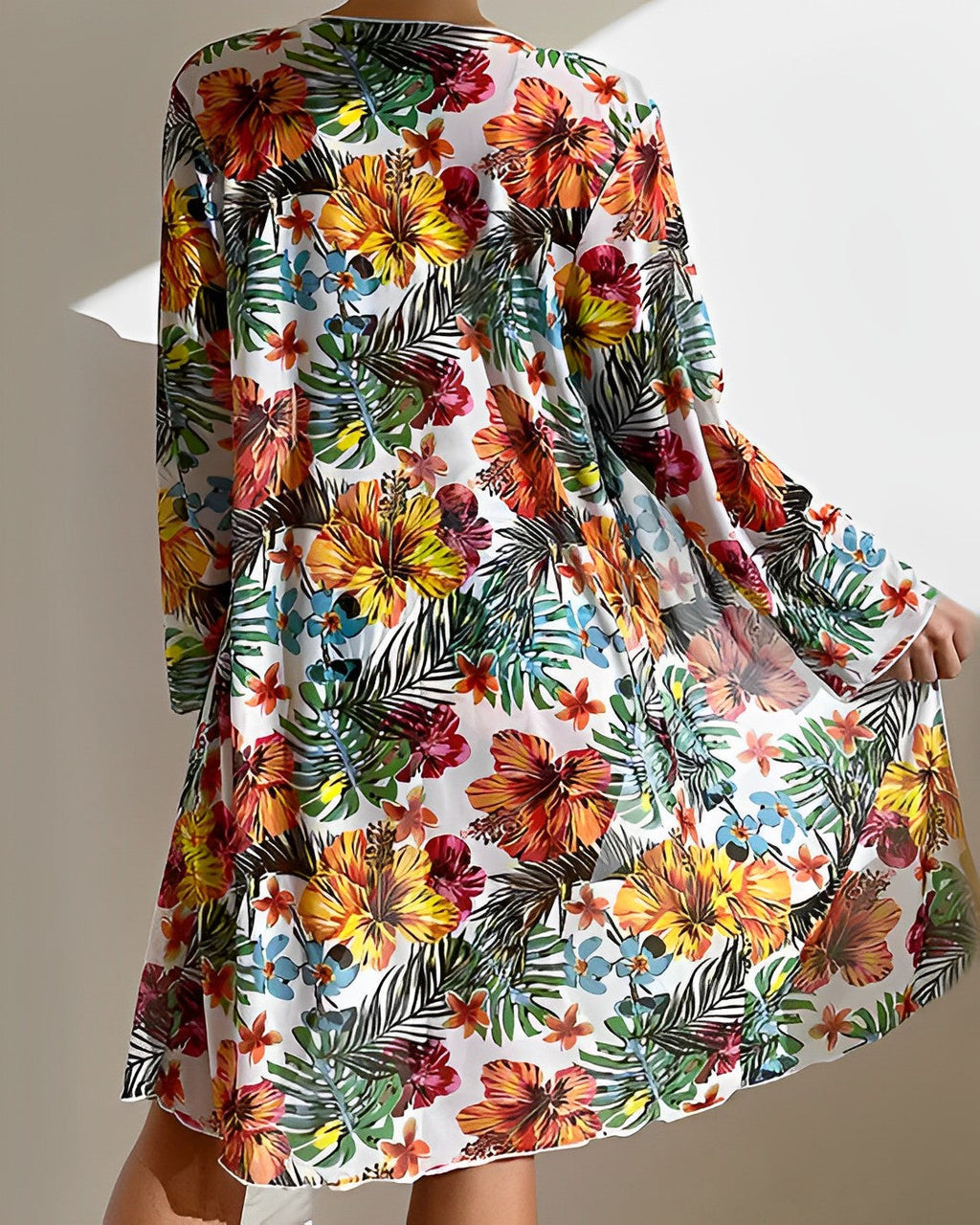 Tropical Print Bikini Set with Cover-Up – Zalumo