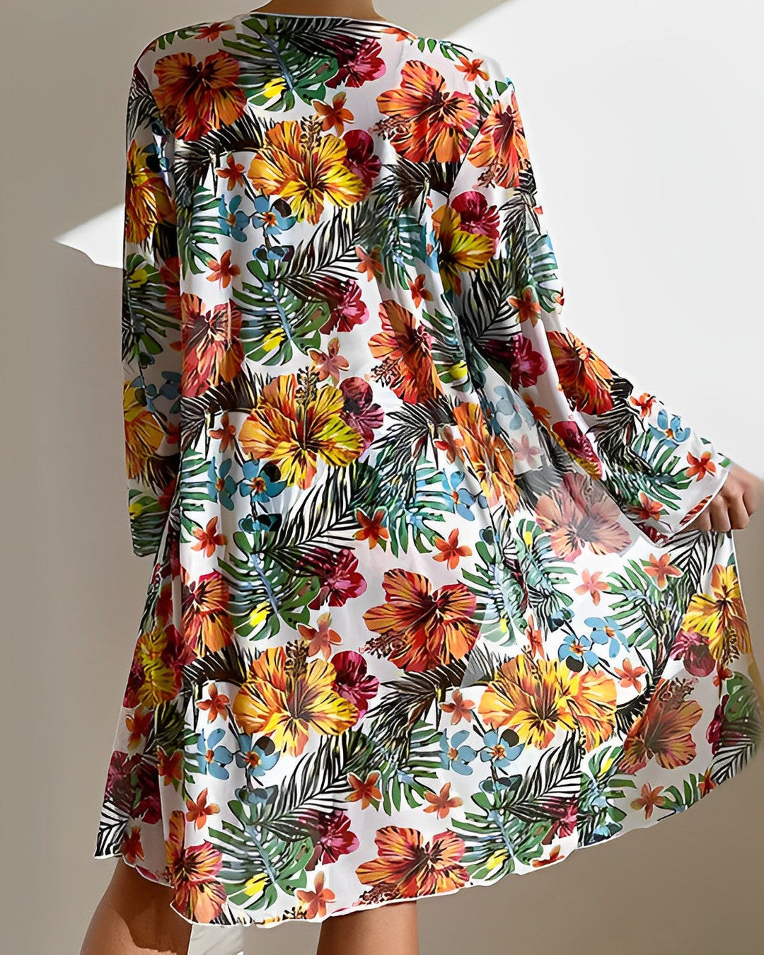 Tropical Print Bikini Set with Cover-Up – Zalumo