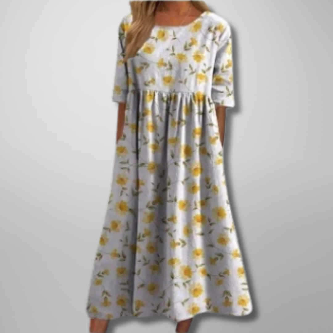 Relaxed Floral Midi Dress – Zalumo
