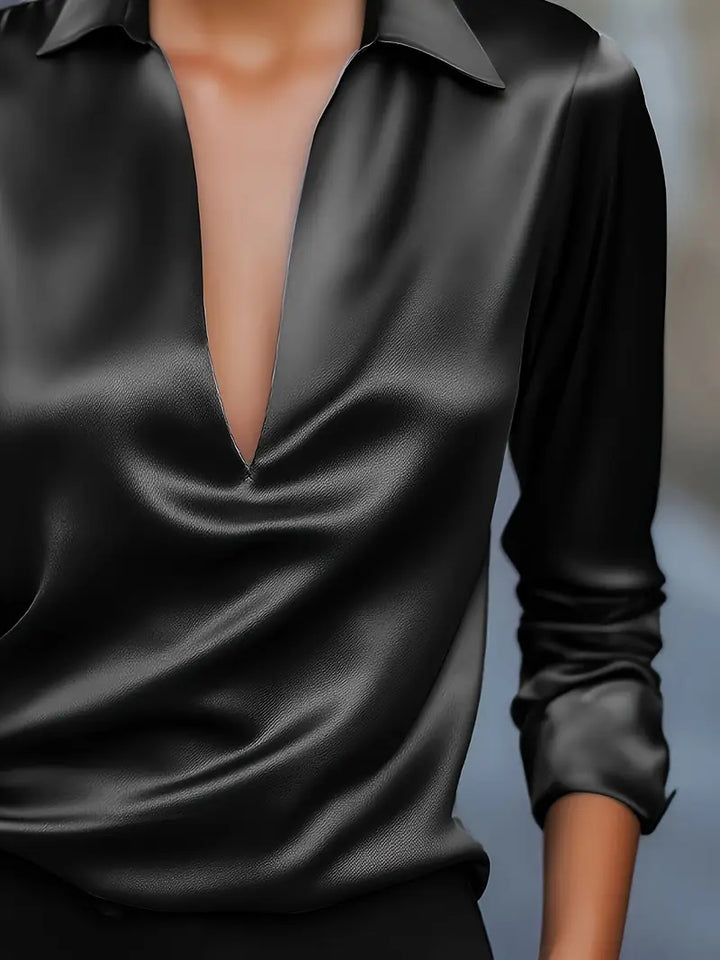 Premium V-Neck Satin Blouse