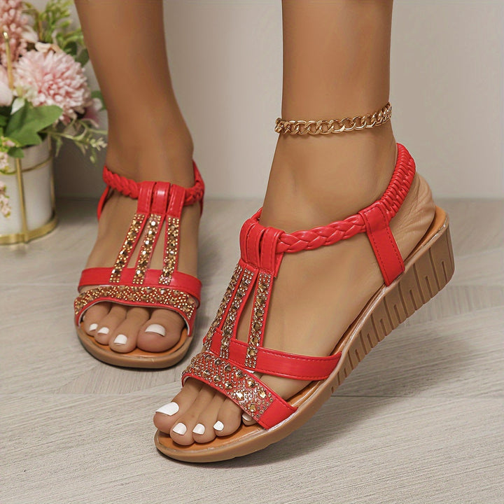 Women's Rhinestone Woven Sandals – Zalumo
