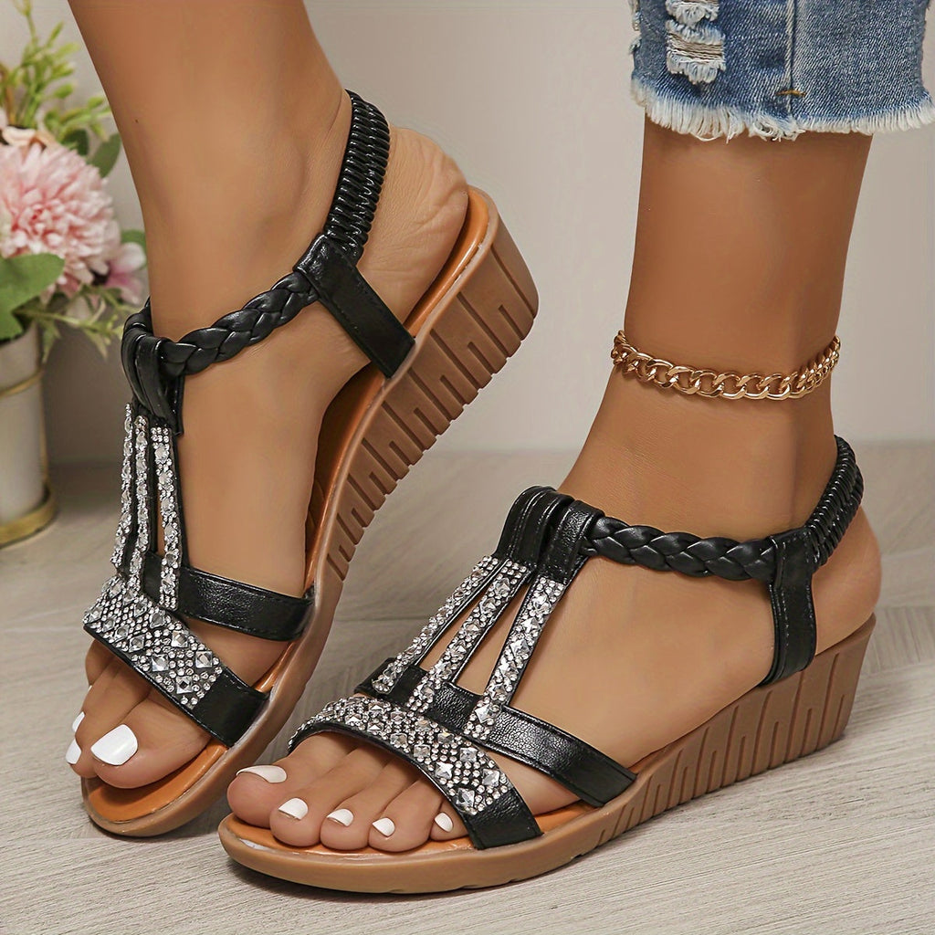 Women's Rhinestone Woven Sandals – Zalumo