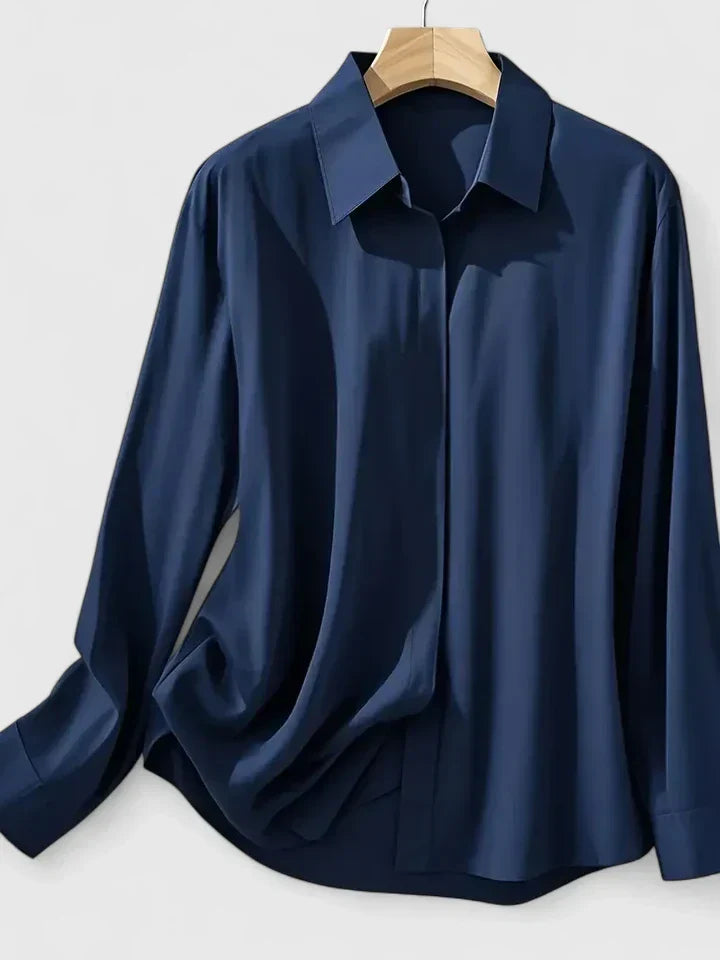 Women's Elegant Button Down Shirt with Concealed Placket – Zalumo