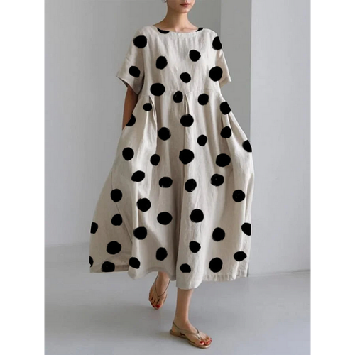 Casual Long Dress with Iconic Polka Dots and Freedom of Movement for Summer Days – Zalumo