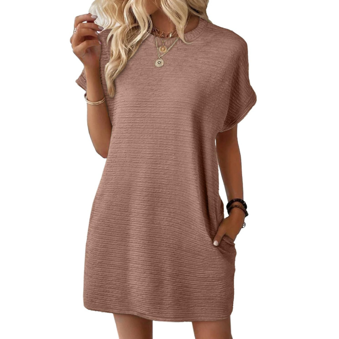 Women's Crew Neck Short Sleeve T-Shirt Mini Dress – Zalumo