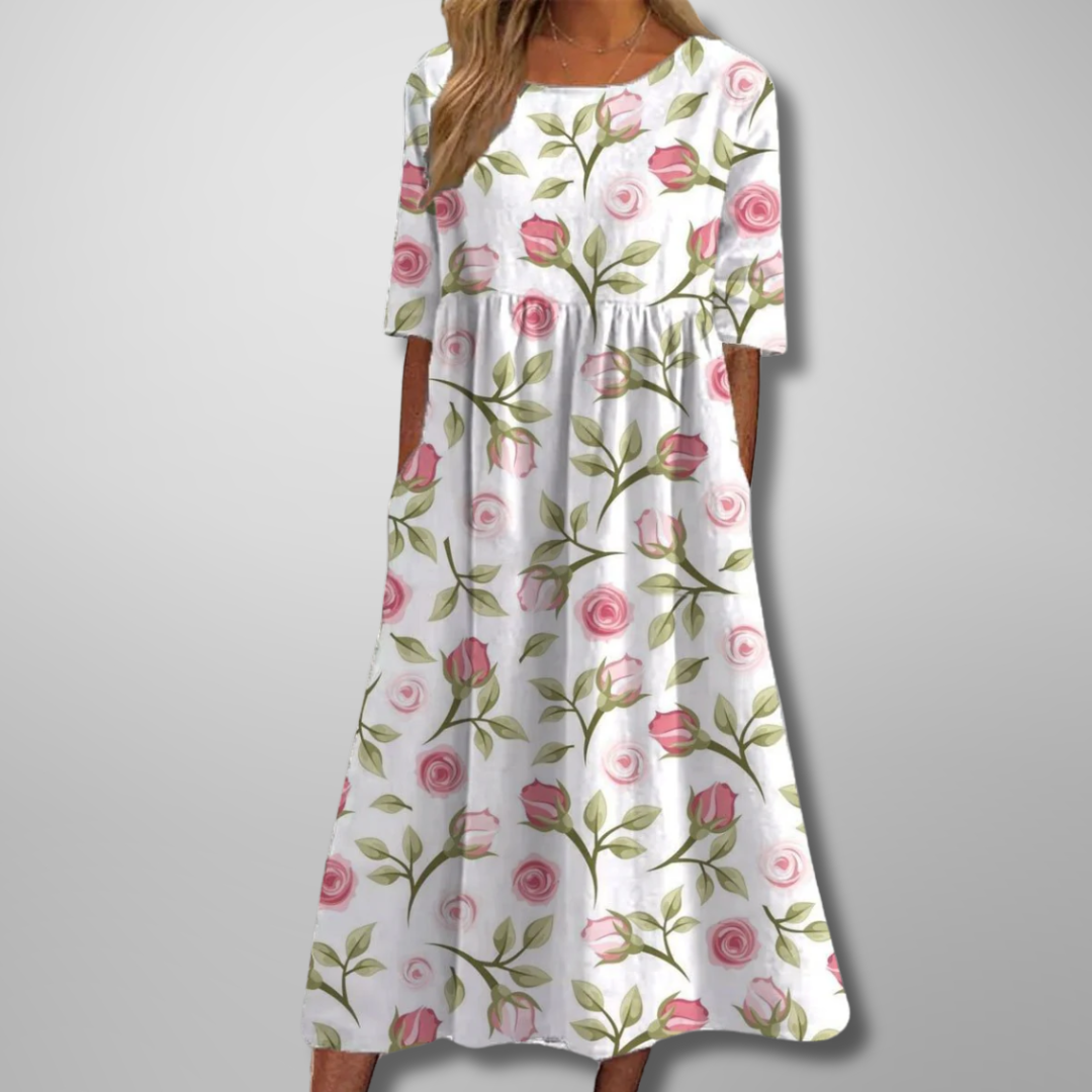 Relaxed Floral Midi Dress – Zalumo