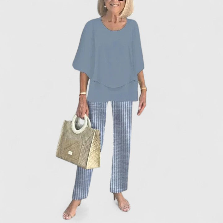 Women's Casual Floral Print Top and Wide-Leg Pants Set – Zalumo