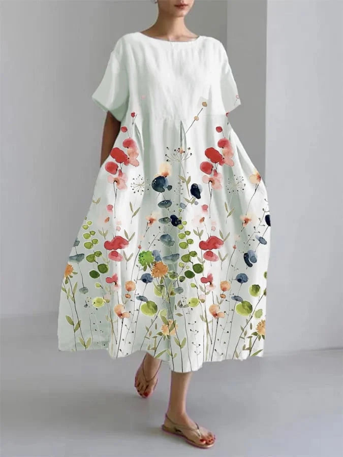 Casual Long Dress With Floral Style for Summer – Zalumo