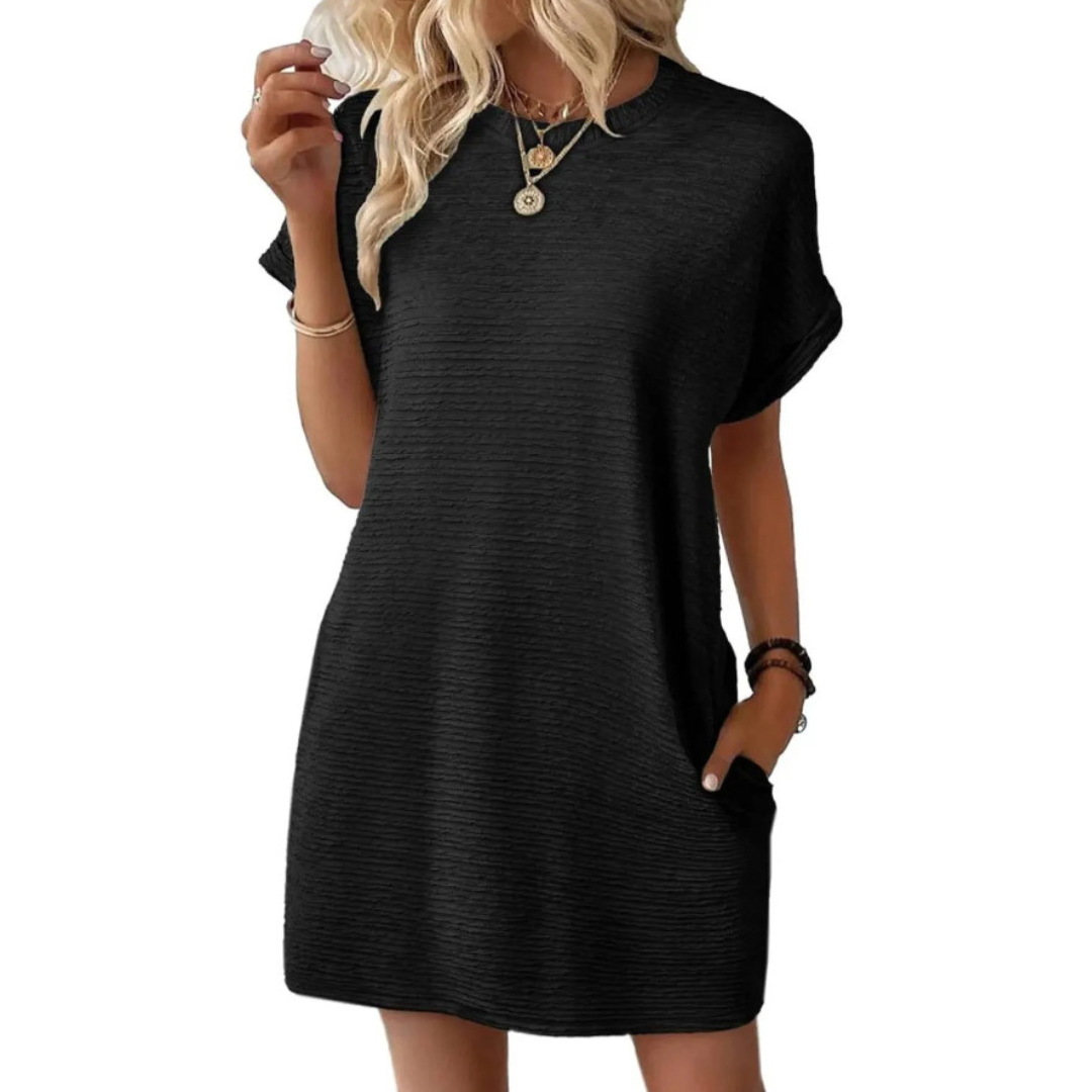 Women's Crew Neck Short Sleeve T-Shirt Mini Dress – Zalumo