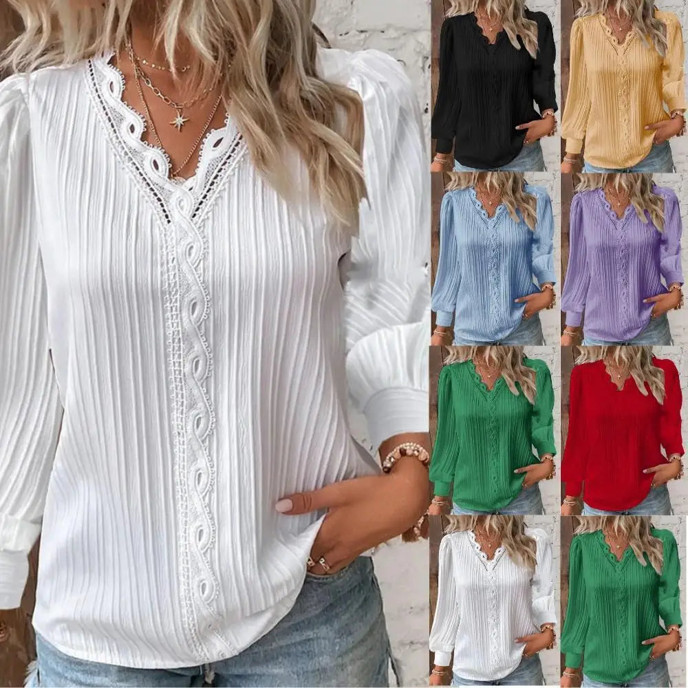 Blouse with Chiffon and Lace Details – Zalumo