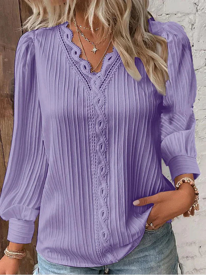 Blouse with Chiffon and Lace Details – Zalumo