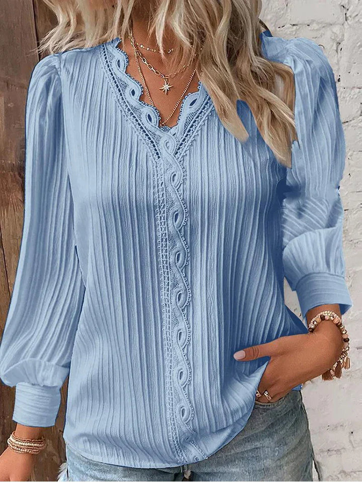 Blouse with Chiffon and Lace Details – Zalumo