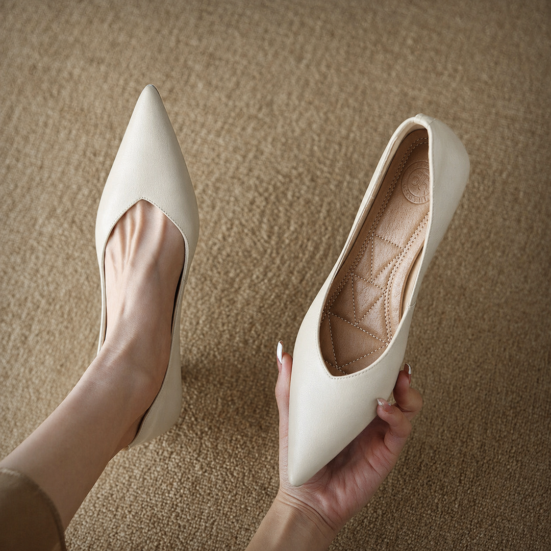 Women's Pointed Toe Pumps Low Kitten Heel Slip On Shoes – Zalumo