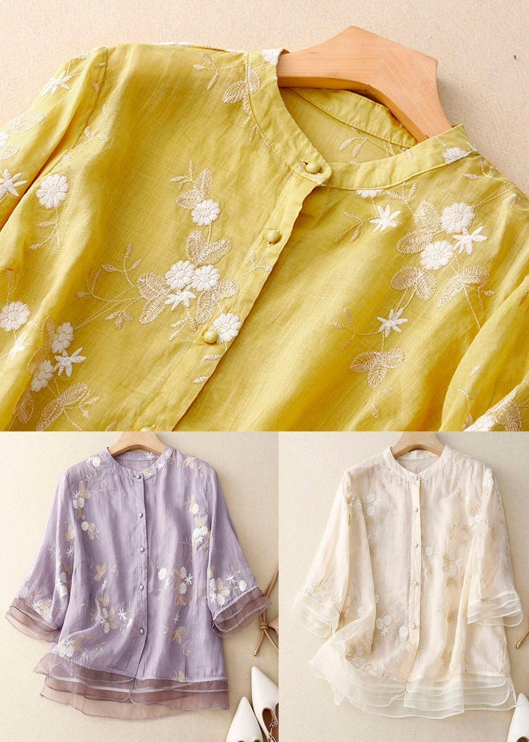 Chic Blouse with Floral Accents – Zalumo