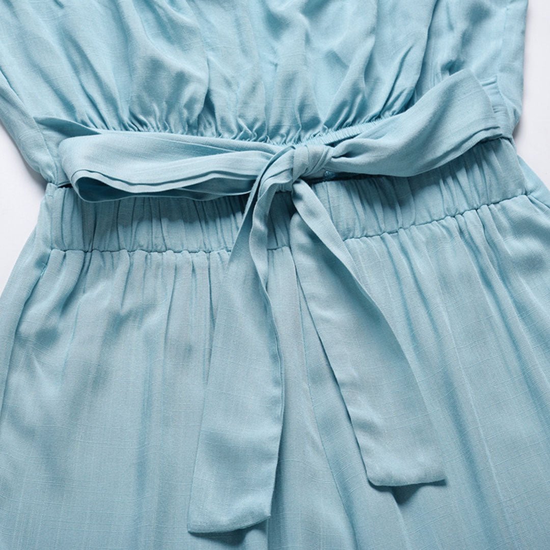 Women's Strapless Tie Waist Wide Leg Jumpsuit – Zalumo