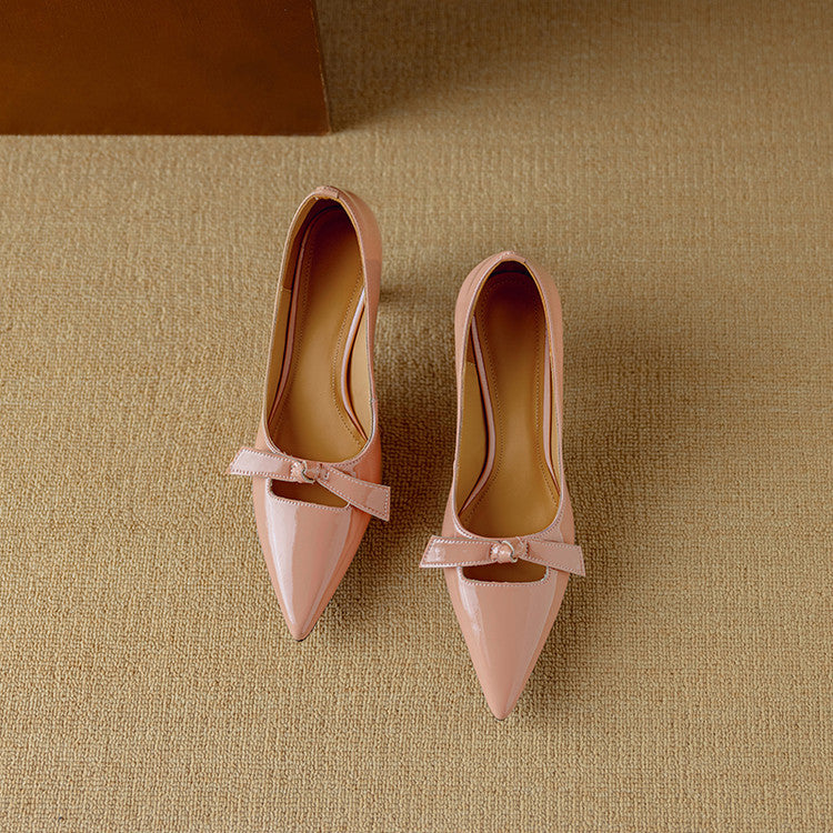 Women's Bow Detail Pumps Pointed Toe Kitten Heel Shoes – Zalumo