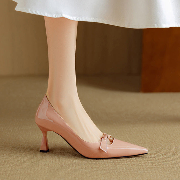 Women's Bow Detail Pumps Pointed Toe Kitten Heel Shoes – Zalumo