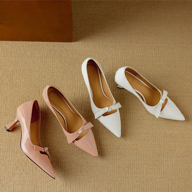 Women's Bow Detail Pumps Pointed Toe Kitten Heel Shoes – Zalumo