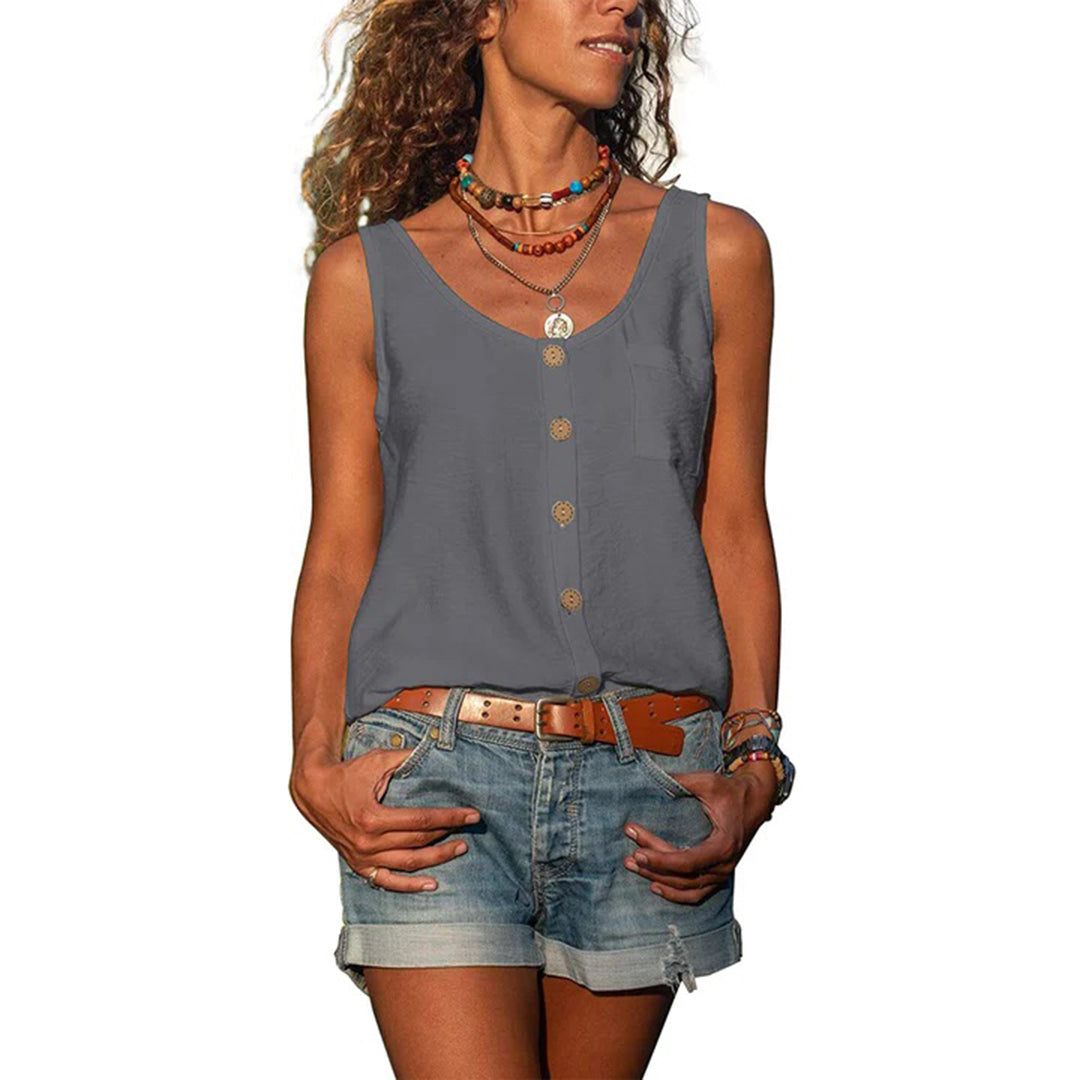 Casual Sleeveless Top with Loose Fit – Zalumo