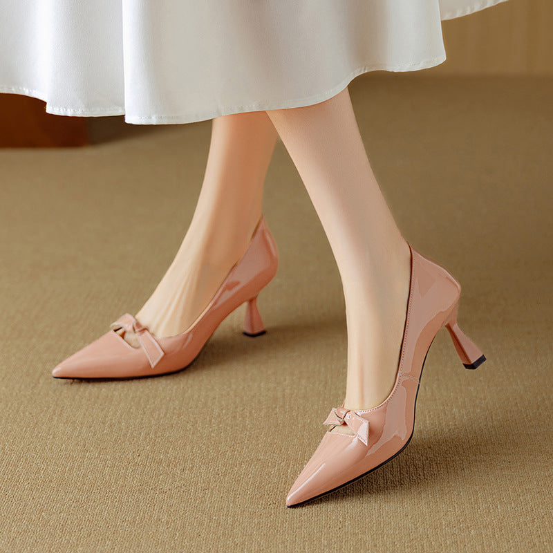 Women's Bow Detail Pumps Pointed Toe Kitten Heel Shoes – Zalumo