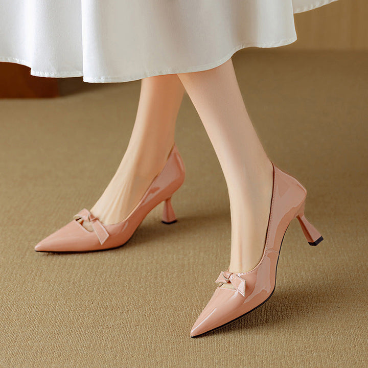 Women's Bow Detail Pumps Pointed Toe Kitten Heel Shoes – Zalumo