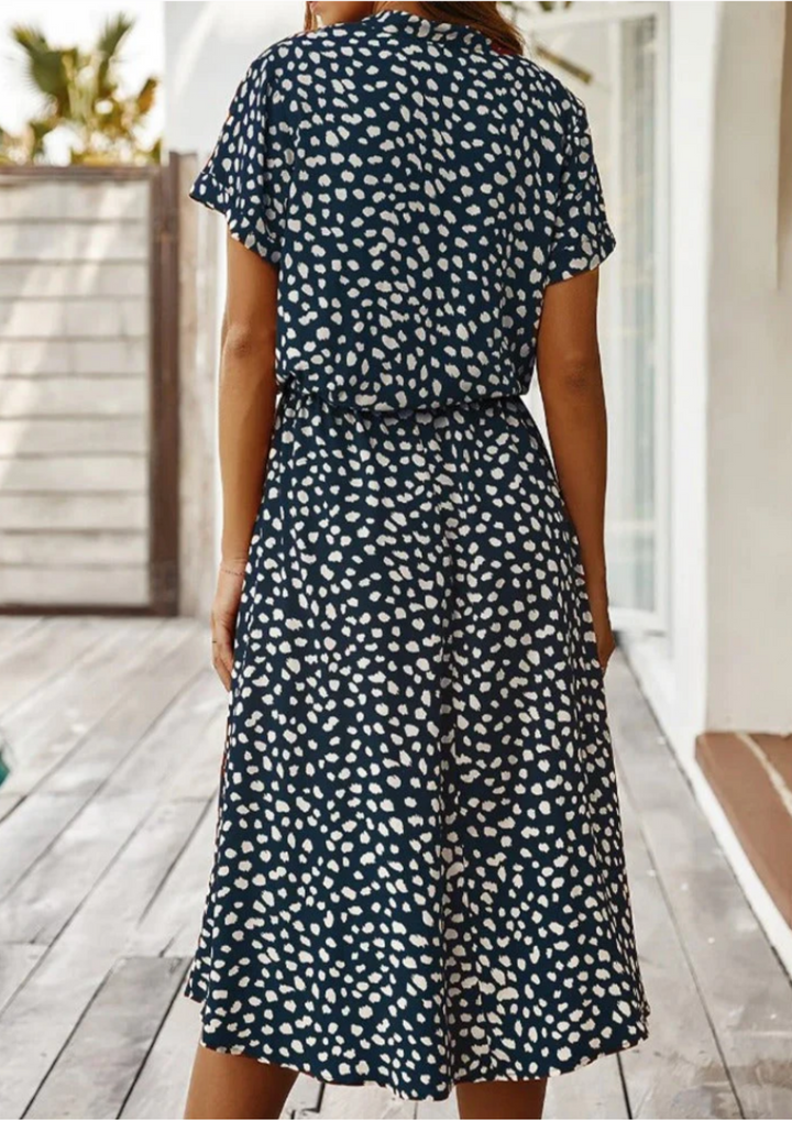 Women's Spotted Print Button-Down Midi Dress – Zalumo