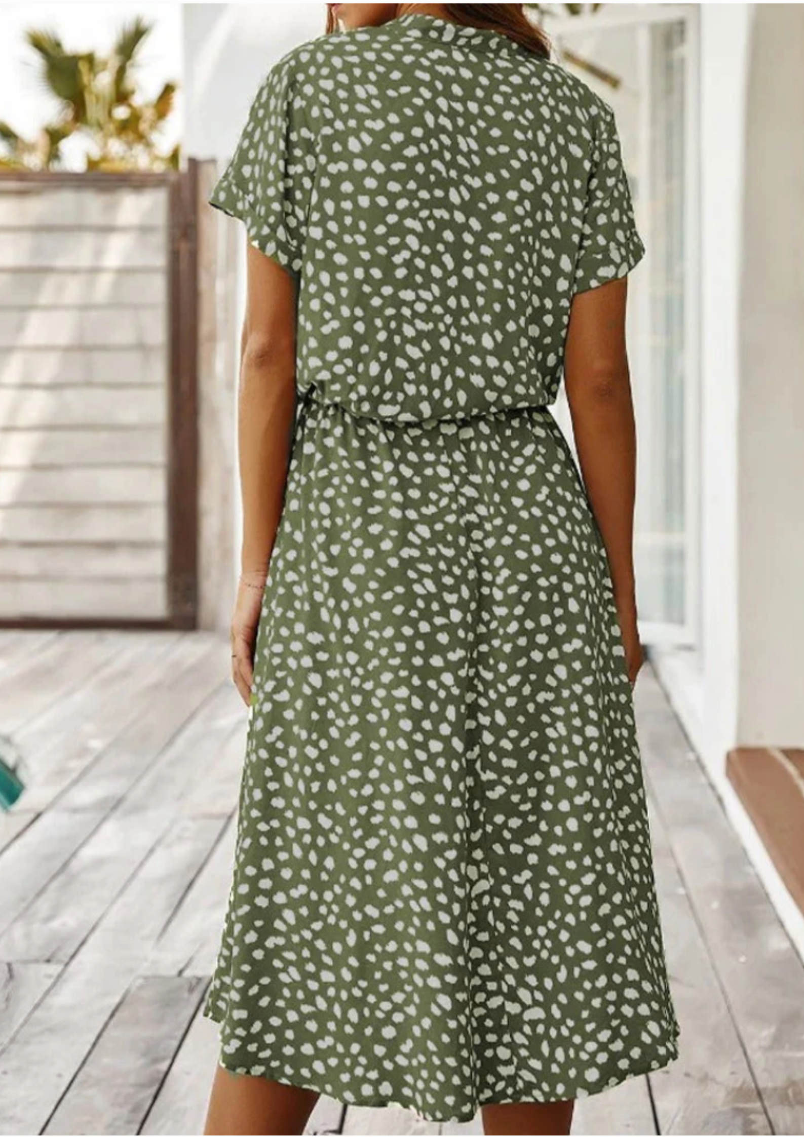 Women's Spotted Print Button-Down Midi Dress – Zalumo