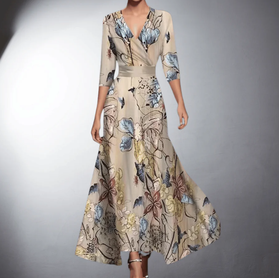 Elegant Maxi Dress with Floral Pattern – Zalumo