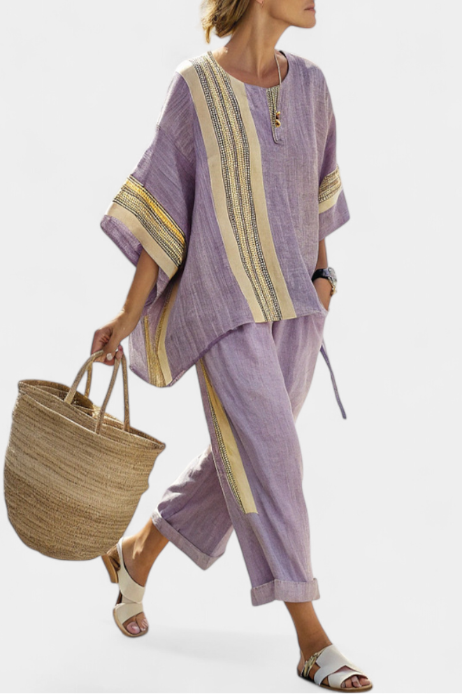 Women's Two-Piece Set Oversized Top & Tapered Pants – Zalumo