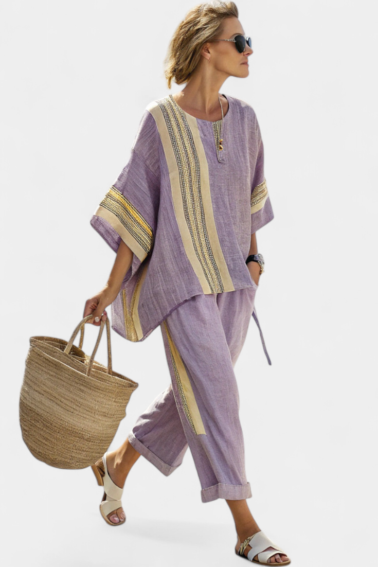 Women's Two-Piece Set Oversized Top & Tapered Pants – Zalumo