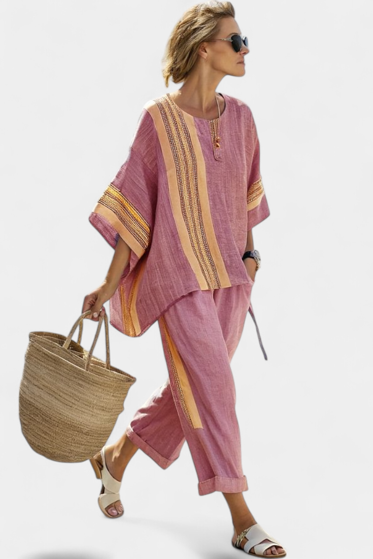 Women's Two-Piece Set Oversized Top & Tapered Pants – Zalumo