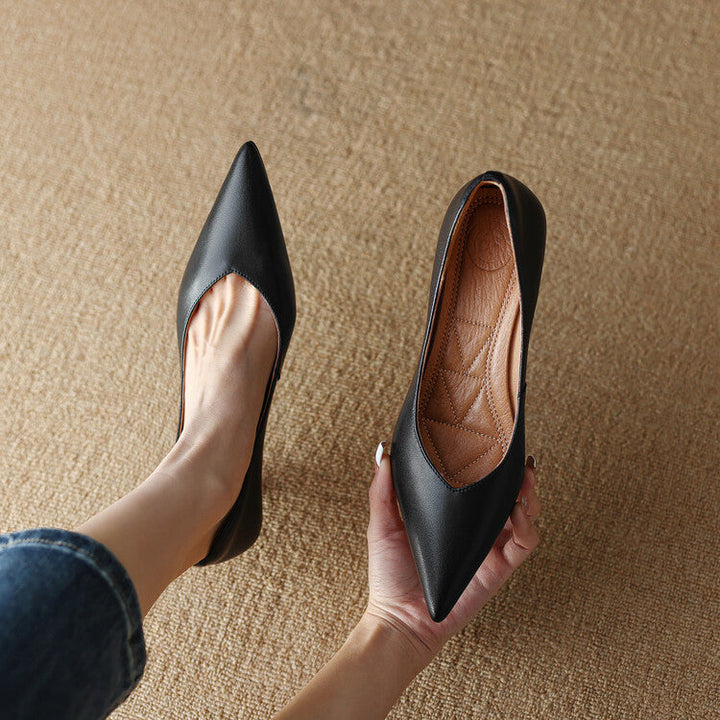 Women's Pointed Toe Pumps Low Kitten Heel Slip On Shoes – Zalumo