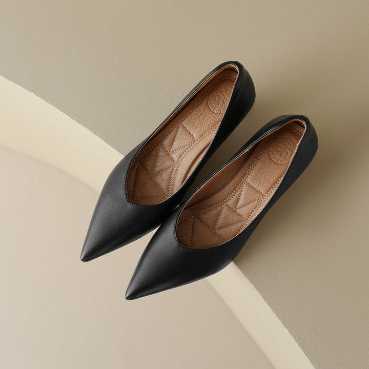 Women's Pointed Toe Pumps Low Kitten Heel Slip On Shoes – Zalumo