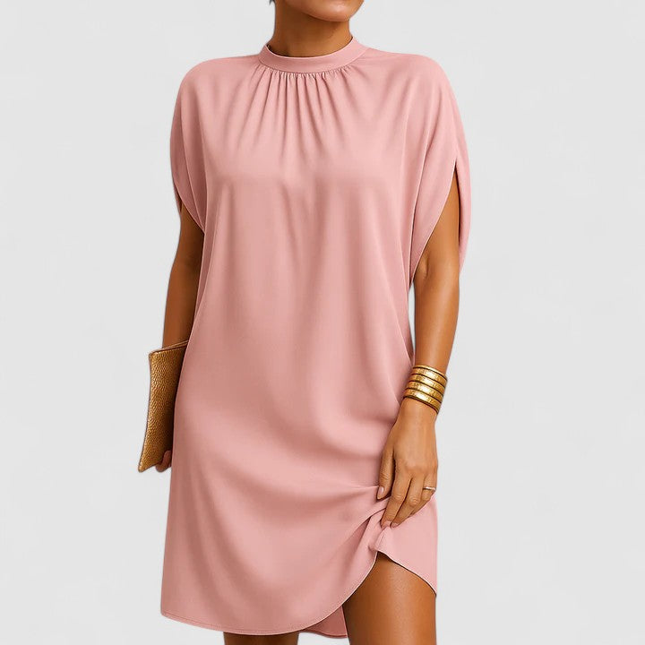 Women's Mock Neck Batwing Split Sleeve Midi Dress – Zalumo