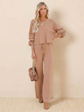 Women's Cropped Sweatshirt and Wide-Leg Pants Lounge Set – Zalumo