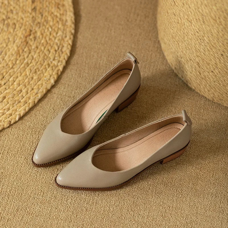 Women's Block Heel Pumps Pointed Toe Slip On Work Shoes – Zalumo