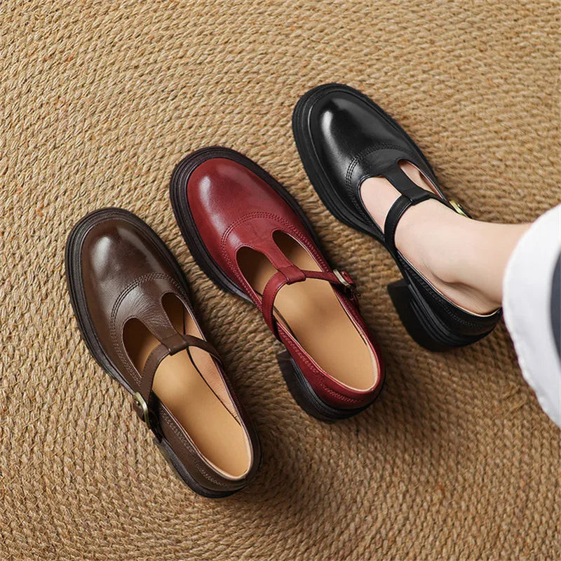 Women's Chunky Block Heel Mary Jane Pumps Round Toe Strap – Zalumo