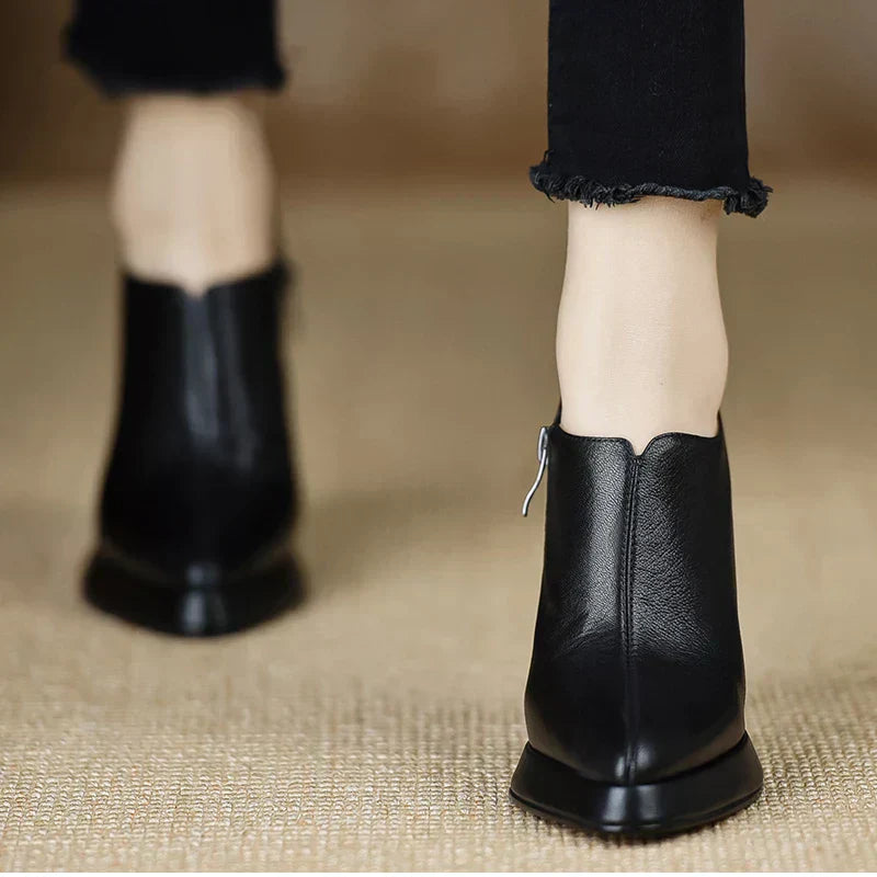 Women's High Heel Pumps Platform Block Heel Side Zipper – Zalumo