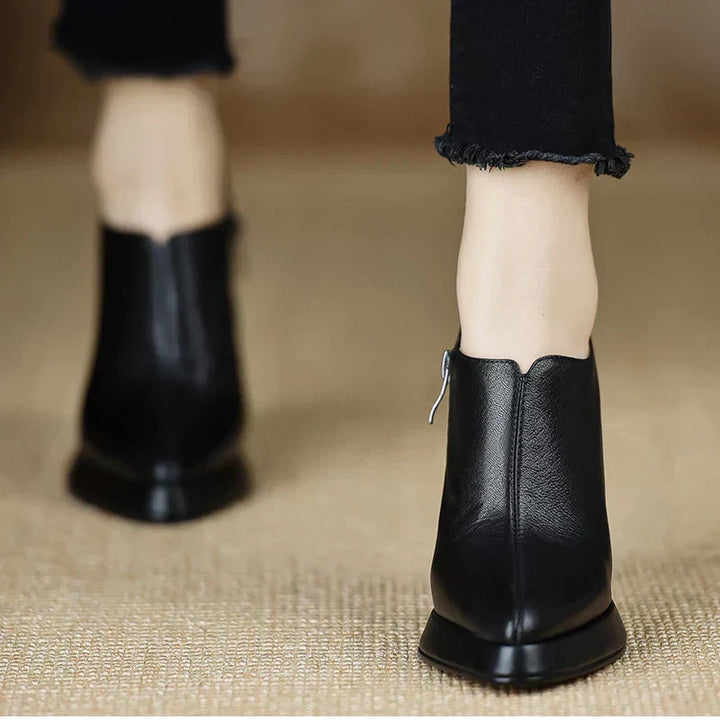 Women's High Heel Pumps Platform Block Heel Side Zipper – Zalumo