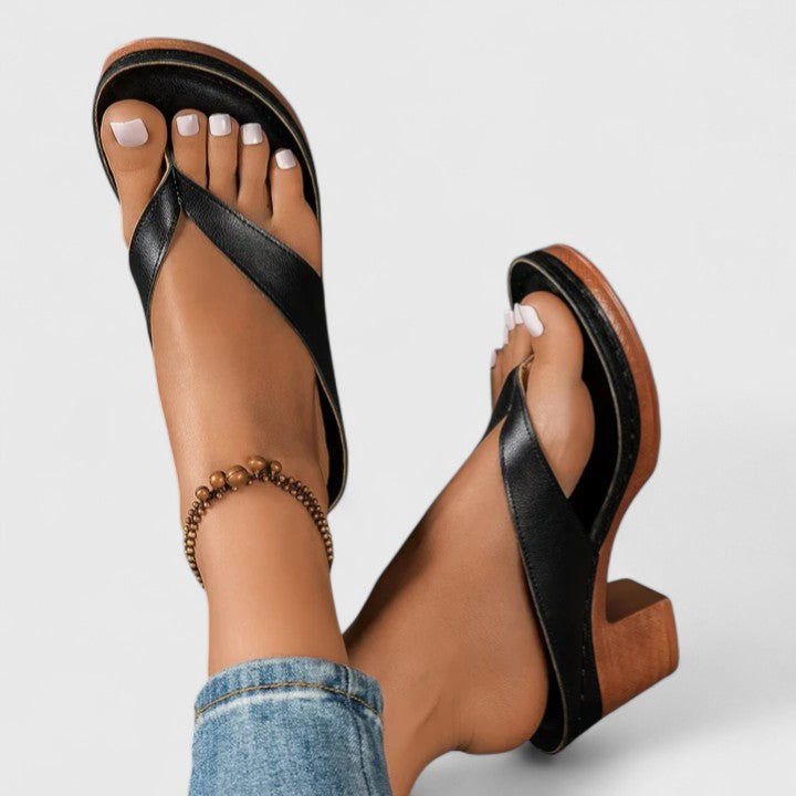 Women's Block Heel Thong Sandals with Platform Sole – Zalumo