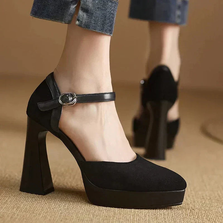 Women's Platform Block Heel Pumps Ankle Strap High Heels – Zalumo