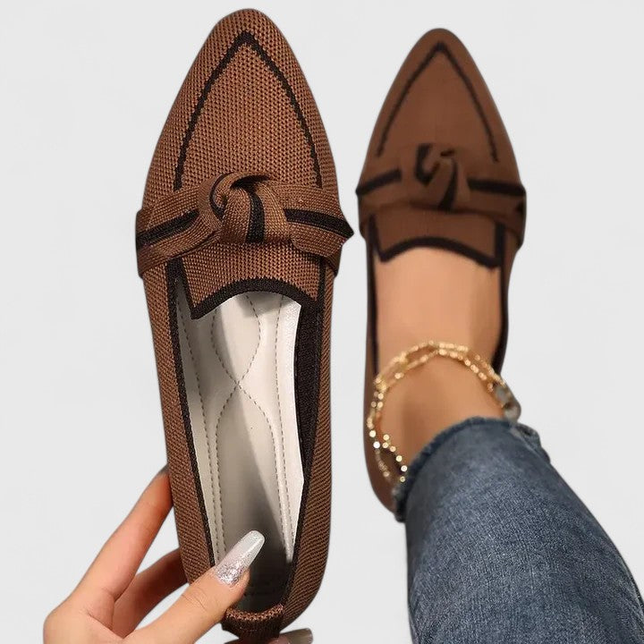 Women's Pointed Toe Slip-On Flat Loafers with Knot Detail – Zalumo